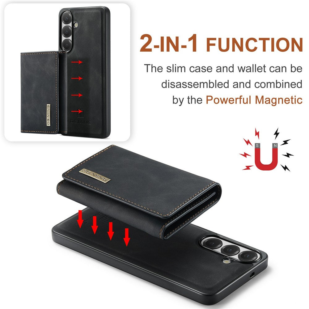 DG.MING M1 Series for Samsung Galaxy A24 4G (162.1mm) Phone Case PU + TPU + PC Back Cover with Magnetic Tri-Fold Wallet Kickstand