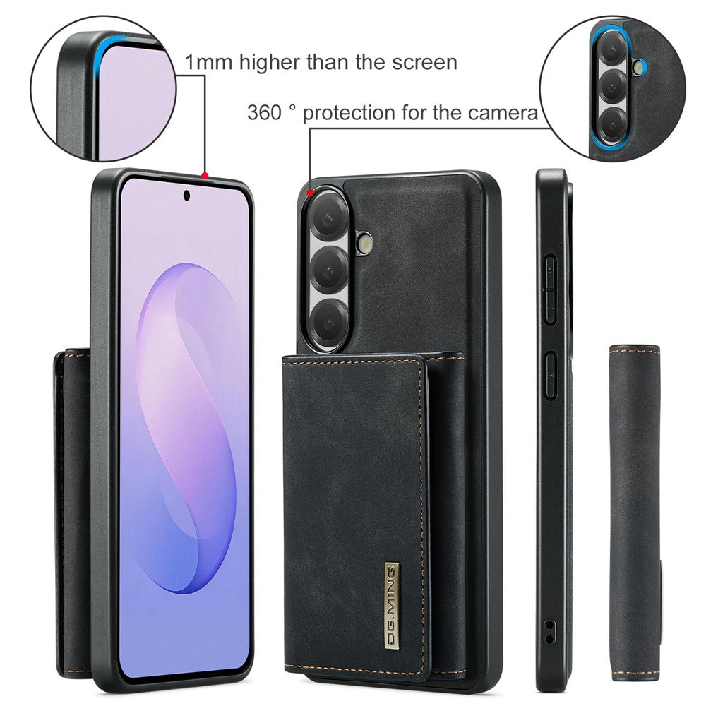 DG.MING M1 Series for Samsung Galaxy A24 4G (162.1mm) Phone Case PU + TPU + PC Back Cover with Magnetic Tri-Fold Wallet Kickstand