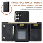 DG.MING M1 Series for Samsung Galaxy A24 4G (162.1mm) Phone Case PU + TPU + PC Back Cover with Magnetic Tri-Fold Wallet Kickstand