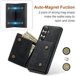 DG.MING M1 Series for Samsung Galaxy A24 4G (162.1mm) Phone Case PU + TPU + PC Back Cover with Magnetic Tri-Fold Wallet Kickstand