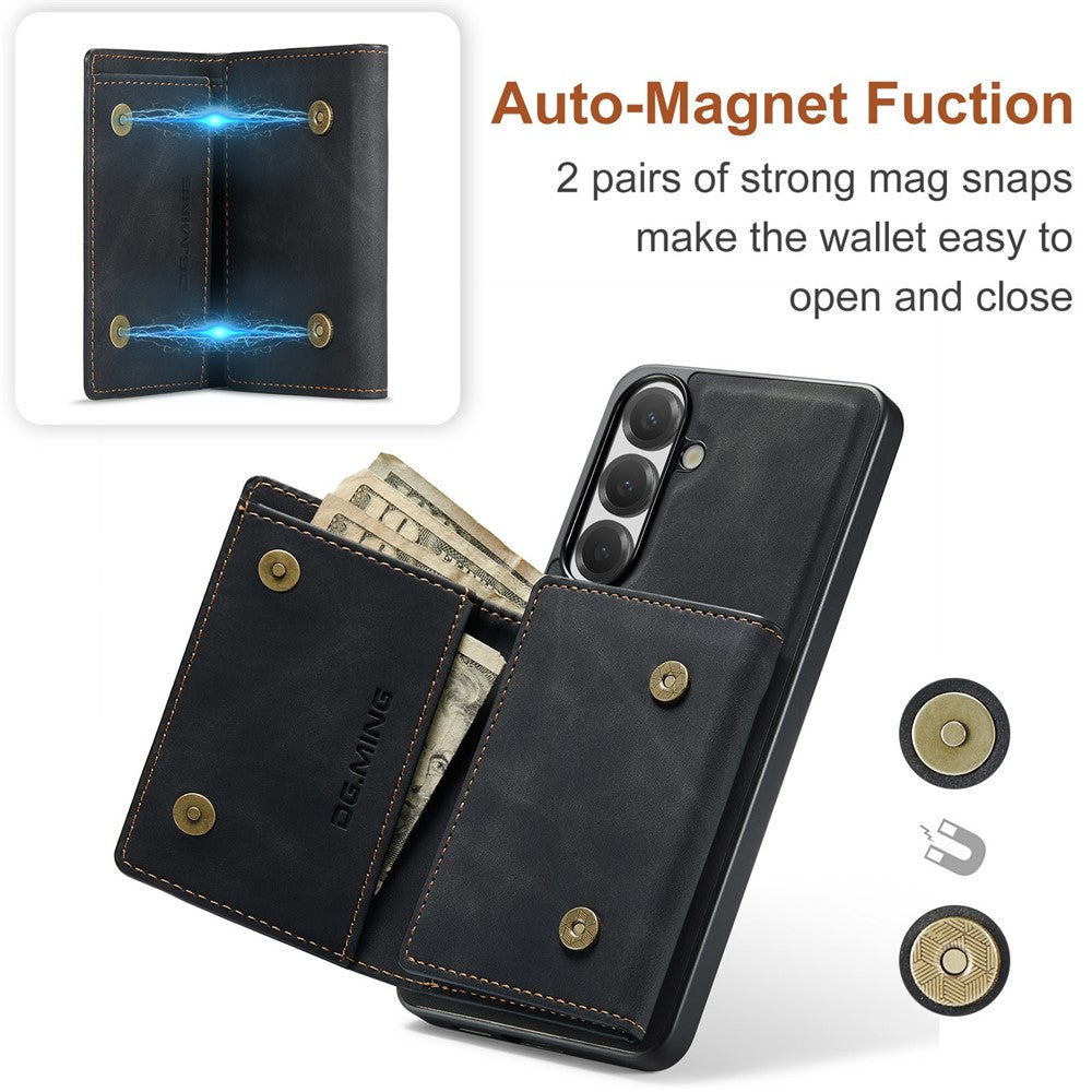 DG.MING M1 Series for Samsung Galaxy A24 4G (162.1mm) Phone Case PU + TPU + PC Back Cover with Magnetic Tri-Fold Wallet Kickstand