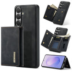 DG.MING M1 Series for Samsung Galaxy A24 4G (162.1mm) Phone Case PU + TPU + PC Back Cover with Magnetic Tri-Fold Wallet Kickstand