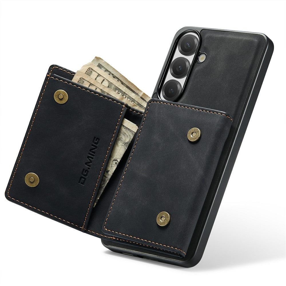 DG.MING M1 Series for Samsung Galaxy A24 4G (162.1mm) Phone Case PU + TPU + PC Back Cover with Magnetic Tri-Fold Wallet Kickstand