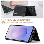 DG.MING M1 Series for Samsung Galaxy A24 4G (162.1mm) Phone Case PU + TPU + PC Back Cover with Magnetic Tri-Fold Wallet Kickstand