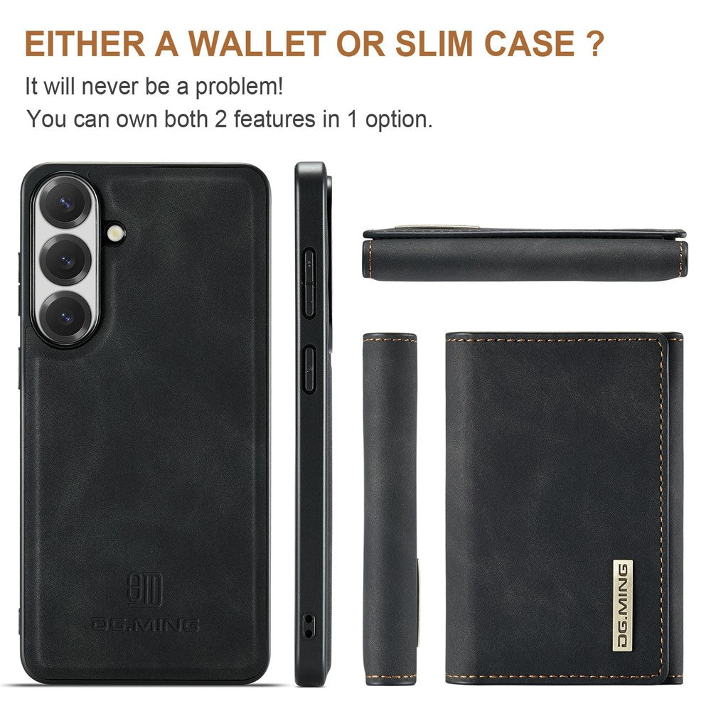 DG.MING M1 Series for Samsung Galaxy A24 4G (162.1mm) Phone Case PU + TPU + PC Back Cover with Magnetic Tri-Fold Wallet Kickstand