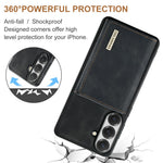 DG.MING M1 Series for Samsung Galaxy A24 4G (162.1mm) Phone Case PU + TPU + PC Back Cover with Magnetic Tri-Fold Wallet Kickstand