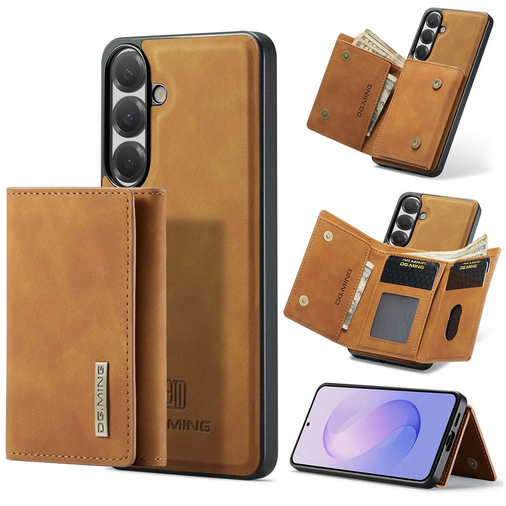 DG.MING M1 Series for Samsung Galaxy A24 4G (162.1mm) Phone Case PU + TPU + PC Back Cover with Magnetic Tri-Fold Wallet Kickstand
