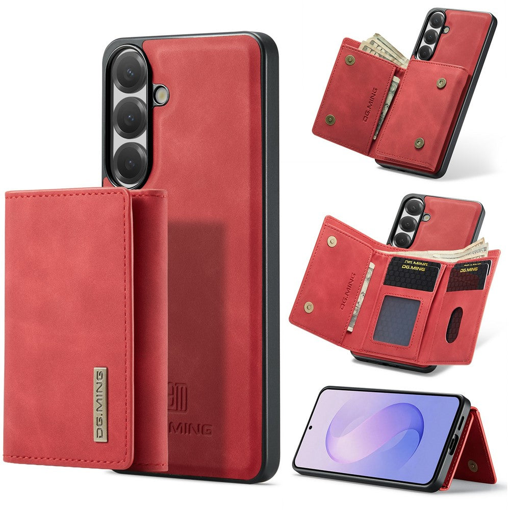 DG.MING M1 Series for Samsung Galaxy A24 4G (162.1mm) Phone Case PU + TPU + PC Back Cover with Magnetic Tri-Fold Wallet Kickstand