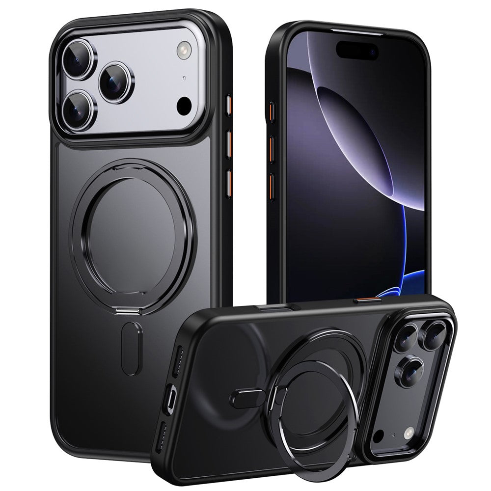 For iPhone 18 Pro Max / 17 Pro Max Case Magnetic Rotating Kickstand TPU + Acrylic Shockproof Phone Cover Compatible with MagSafe