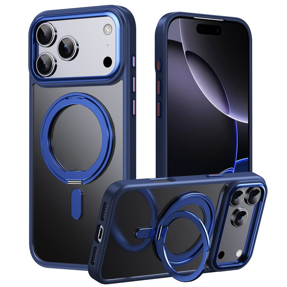 iPhone 18 Pro Max / 17 Pro Max-skal Magnetiskt roterande stöd TPU + akryl stötsäkert mobilskal kompatibelt med MagSafe