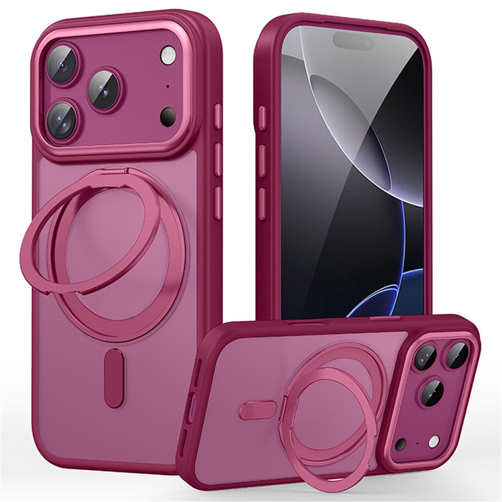 For iPhone 18 Pro Max / 17 Pro Max Case Magnetic Rotating Kickstand TPU + Acrylic Shockproof Phone Cover Compatible with MagSafe