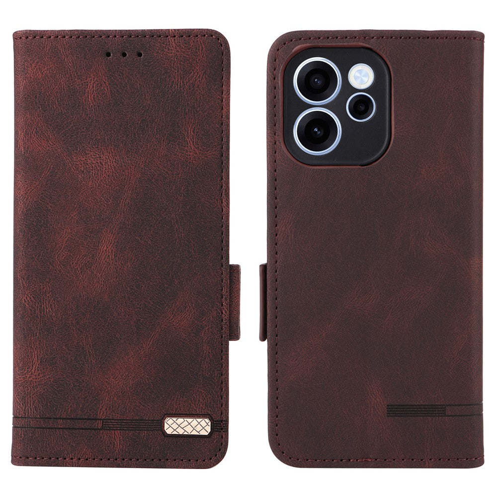 For Oppo Reno15 F 5G Case Leather Wallet Flip Phone Cover with Hardware Decor