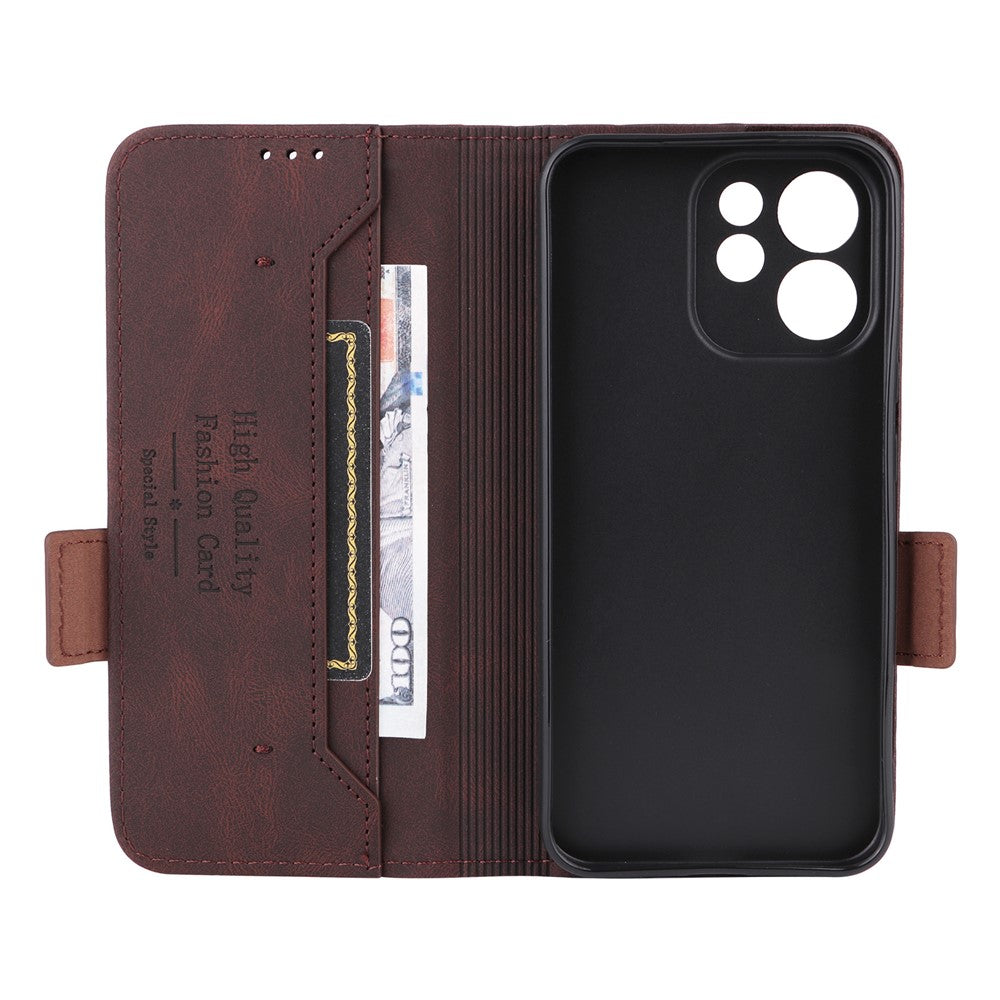 For Oppo Reno15 F 5G Case Leather Wallet Flip Phone Cover with Hardware Decor