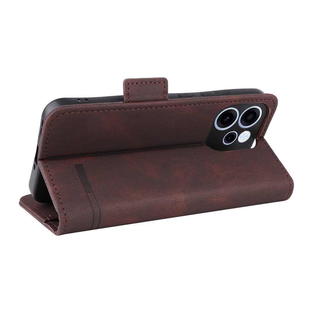 For Oppo Reno15 F 5G Case Leather Wallet Flip Phone Cover with Hardware Decor