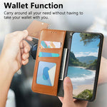 Til Samsung Galaxy S26 FE Coverpung Tri-Color Syning Lædertelefoncover med Elastisk Håndrem
