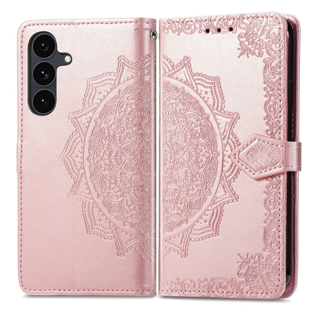 Til Samsung Galaxy S26 FE Pung Etui Mandala Blomst Læder Telefoncover Stand