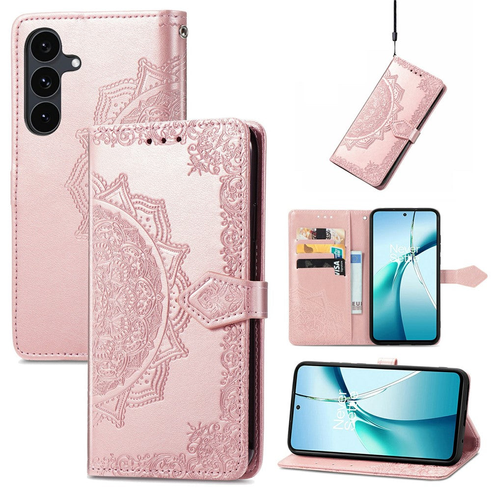 Til Samsung Galaxy S26 FE Pung Etui Mandala Blomst Læder Telefoncover Stand