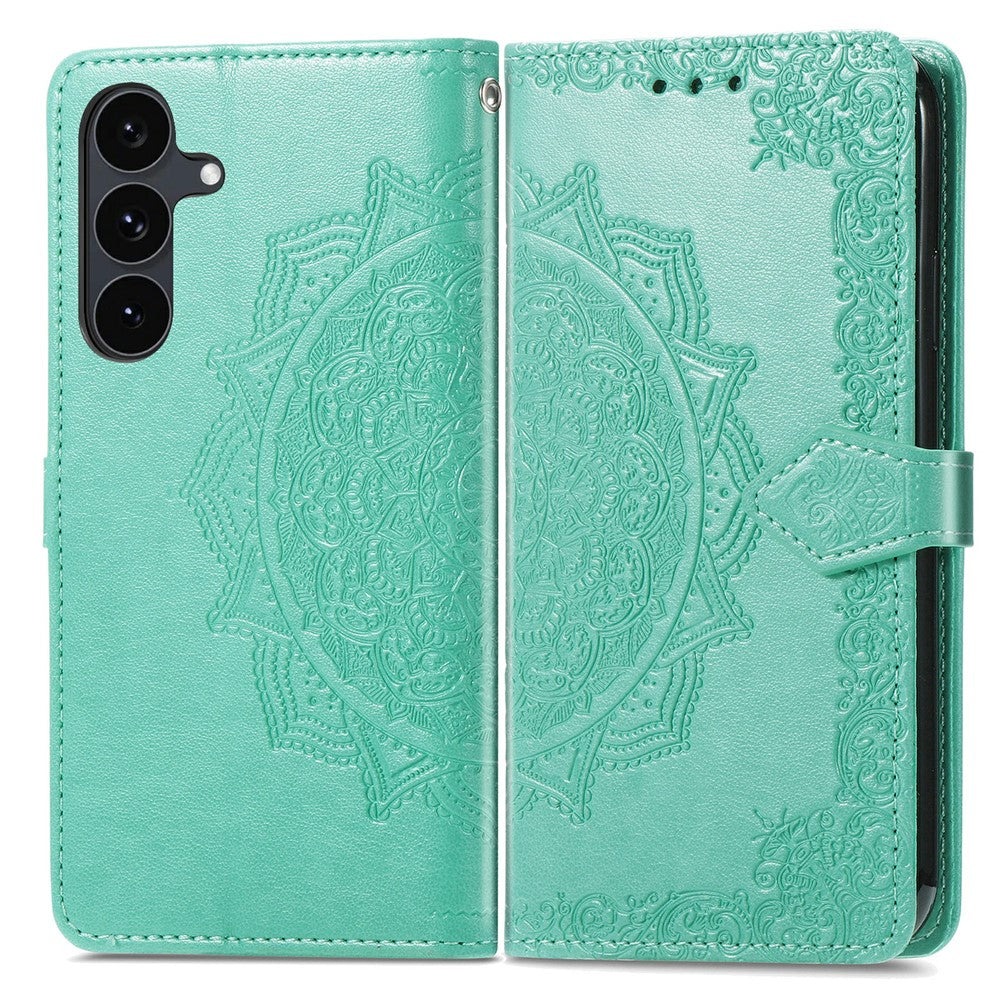 Til Samsung Galaxy S26 FE Pung Etui Mandala Blomst Læder Telefoncover Stand