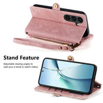 For Samsung Galaxy S26 FE Case Zipper Wallet Geometry Lines Leather Phone Cover with Strap