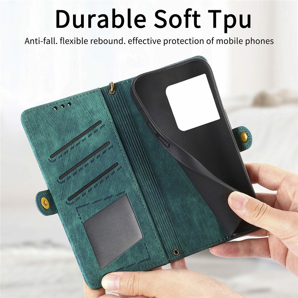 For Samsung Galaxy S26 FE Case Zipper Wallet Geometry Lines Leather Phone Cover with Strap