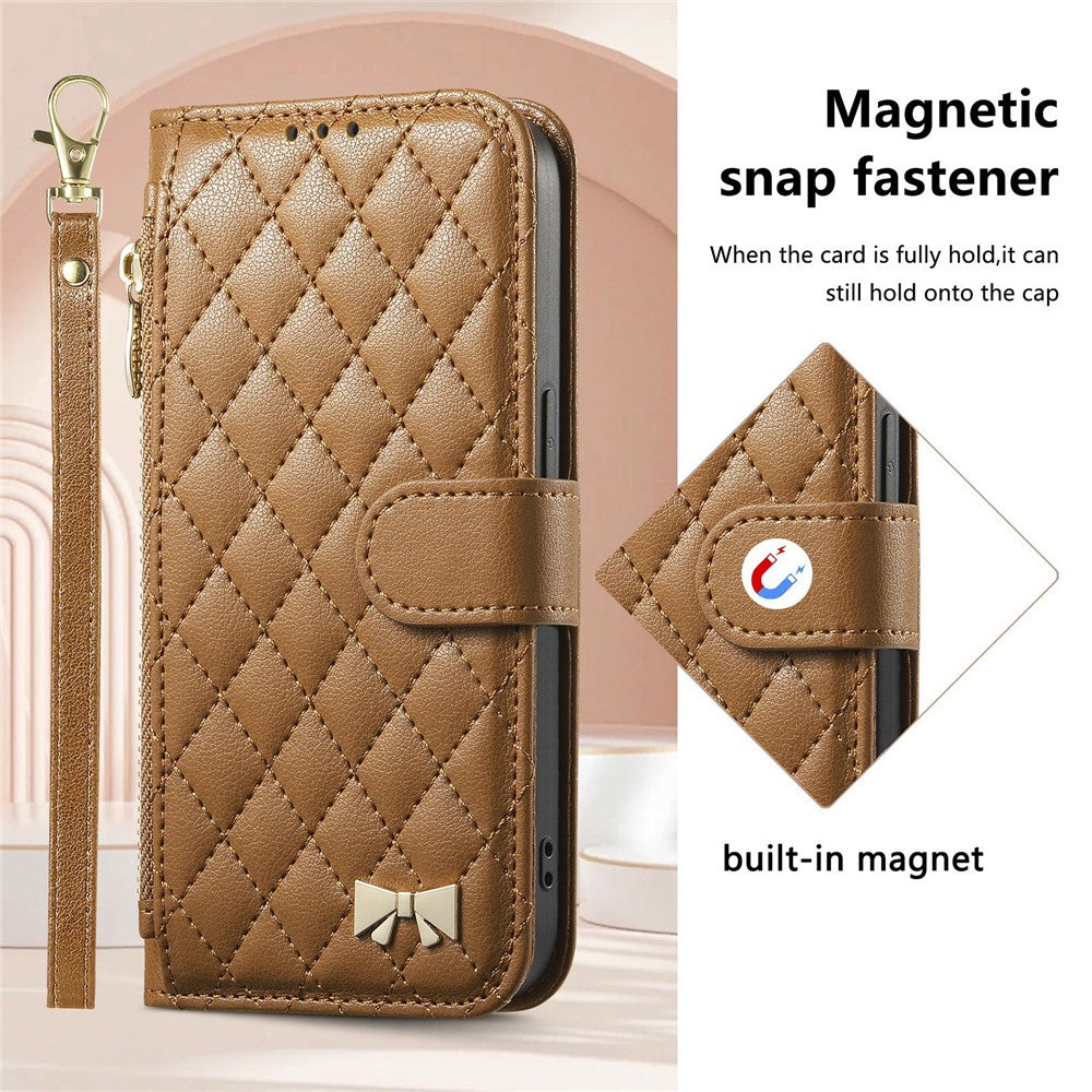 For Samsung Galaxy S26 FE Stand Case Imprint TPU PU Leather Zipper Pocket Wallet Phone Cover with Strap