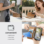 For Samsung Galaxy S26 FE Stand Case Imprint TPU PU Leather Zipper Pocket Wallet Phone Cover with Strap