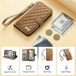 For Samsung Galaxy S26 FE Stand Case Imprint TPU PU Leather Zipper Pocket Wallet Phone Cover with Strap