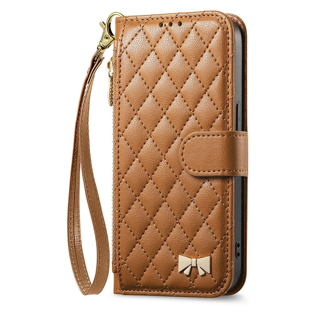 For Samsung Galaxy S26 FE Stand Case Imprint TPU PU Leather Zipper Pocket Wallet Phone Cover with Strap