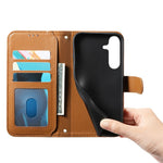 For Samsung Galaxy S26 FE Stand Case Imprint TPU PU Leather Zipper Pocket Wallet Phone Cover with Strap