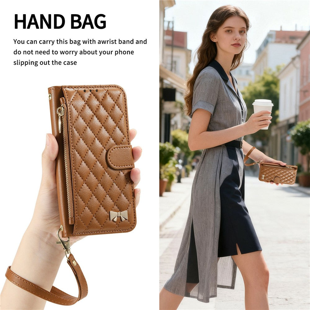 For Samsung Galaxy S26 FE Stand Case Imprint TPU PU Leather Zipper Pocket Wallet Phone Cover with Strap