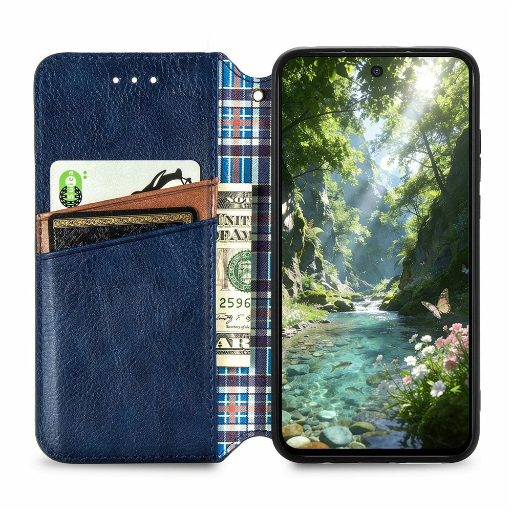 Samsung Galaxy S26 FE-skal Rhombus Imprint PU-läderplånboksfodral