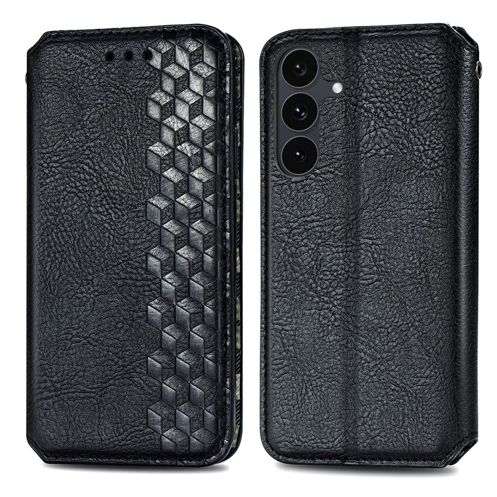 Til Samsung Galaxy S26 FE Cover Rhombus-præg PU Læder Pung Telefoncover