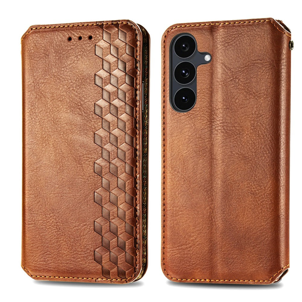 Til Samsung Galaxy S26 FE Cover Rhombus-præg PU Læder Pung Telefoncover