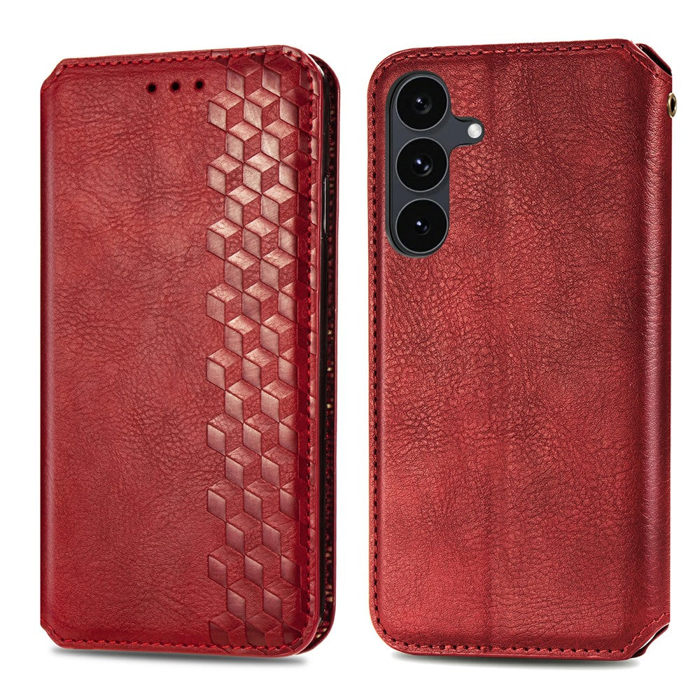 For Samsung Galaxy S26 FE Case Rhombus Imprint PU Leather Wallet Phone Cover