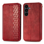 Samsung Galaxy S26 FE-skal Rhombus Imprint PU-läderplånboksfodral
