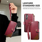 For Samsung Galaxy S26 FE Case Color Splicing TPU PU Leather Flip Shockproof Phone Cover with Wrist Strap