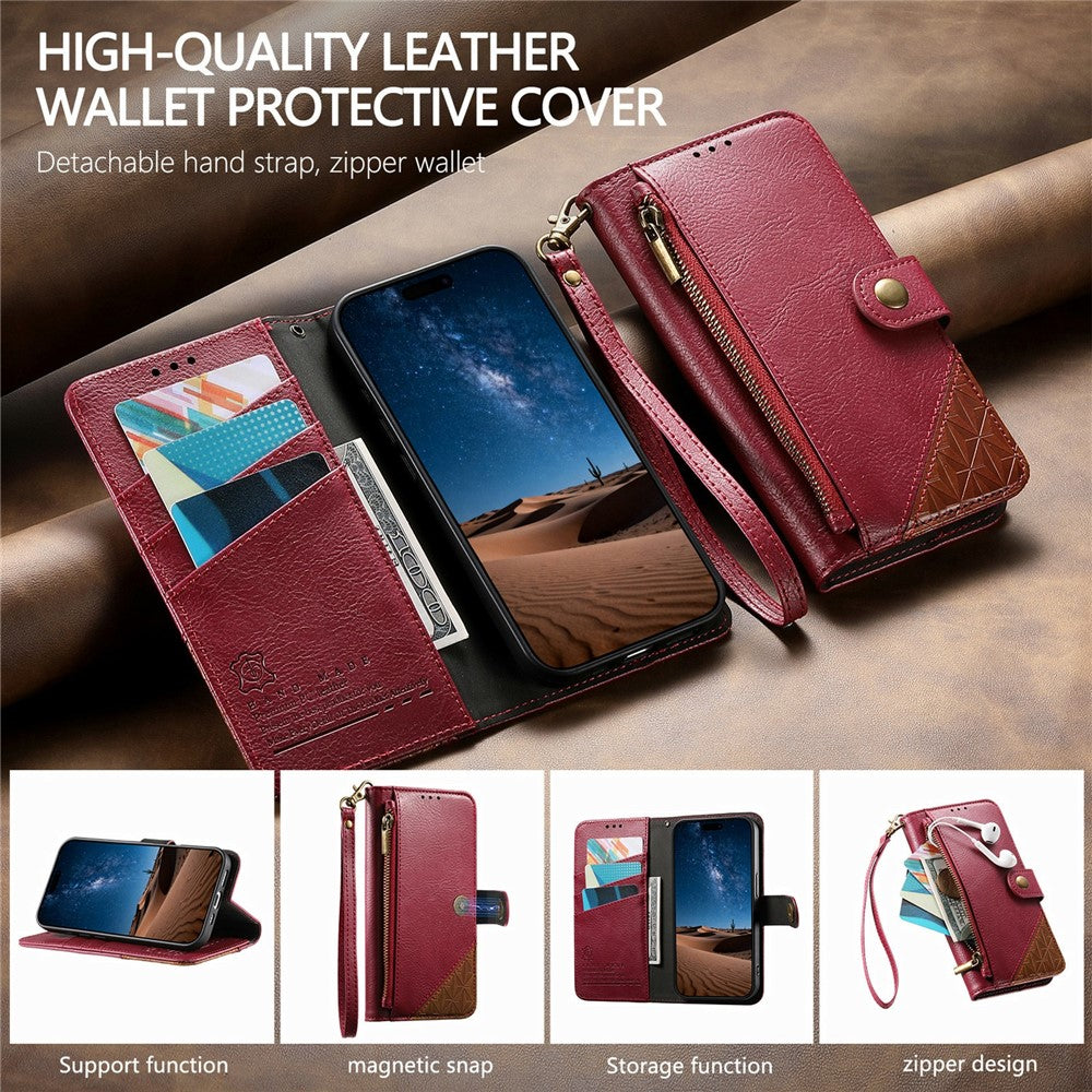 For Samsung Galaxy S26 FE Case Color Splicing TPU PU Leather Flip Shockproof Phone Cover with Wrist Strap