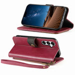 For Samsung Galaxy S26 FE Case Color Splicing TPU PU Leather Flip Shockproof Phone Cover with Wrist Strap