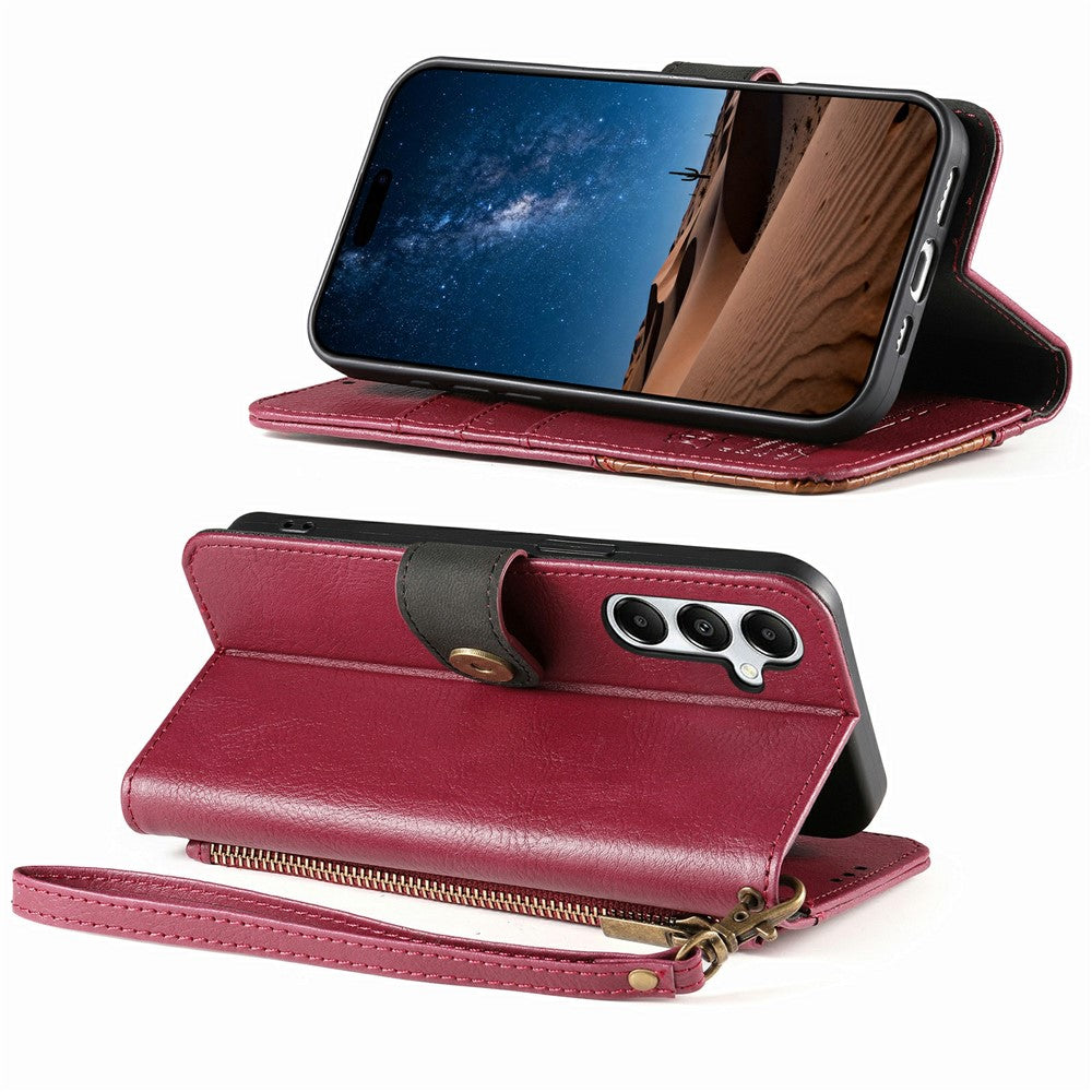 For Samsung Galaxy S26 FE Case Color Splicing TPU PU Leather Flip Shockproof Phone Cover with Wrist Strap