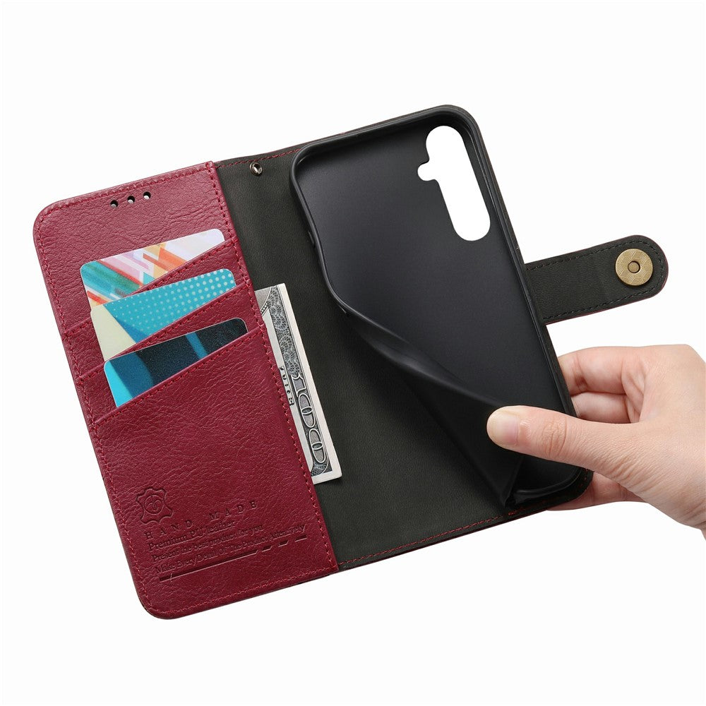For Samsung Galaxy S26 FE Case Color Splicing TPU PU Leather Flip Shockproof Phone Cover with Wrist Strap
