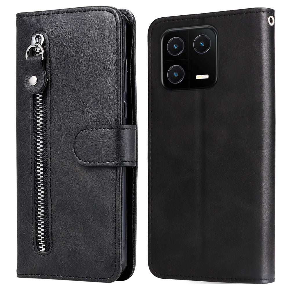 For Xiaomi 13 PU Leather Cases with Zipper Pocket Wallet Phone Cover Stand