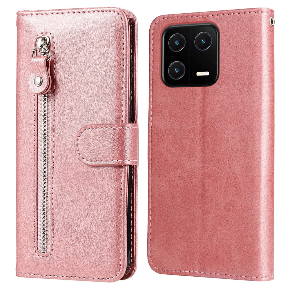 For Xiaomi 13 PU Leather Cases with Zipper Pocket Wallet Phone Cover Stand