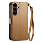For Samsung Galaxy S26 FE Case Floral Leaf Pattern Multi Card Slots Zipper Leather Phone Cover with Wrist Strap