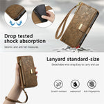 For Samsung Galaxy S26 FE Case Floral Leaf Pattern Multi Card Slots Zipper Leather Phone Cover with Wrist Strap