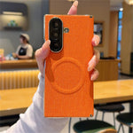 For Samsung Galaxy Z Fold7 5G Magnetic Case Dual Axis Hinge Fabric Textured Leather + PC + TPU Phone Cover