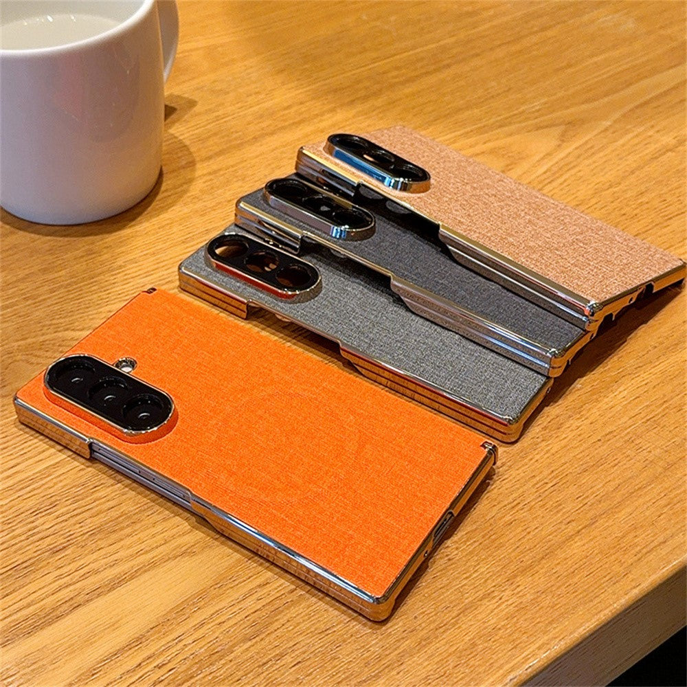 For Samsung Galaxy Z Fold7 5G Magnetic Case Dual Axis Hinge Fabric Textured Leather + PC + TPU Phone Cover