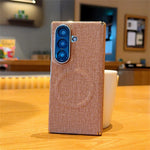 For Samsung Galaxy Z Fold7 5G Magnetic Case Dual Axis Hinge Fabric Textured Leather + PC + TPU Phone Cover