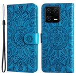 For Xiaomi 13 PU Leather Sunflower Imprinted Full Protection Phone Case Stand Wallet Anti-scratch Folio Flip Cover with Wrist Strap