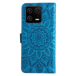 For Xiaomi 13 PU Leather Sunflower Imprinted Full Protection Phone Case Stand Wallet Anti-scratch Folio Flip Cover with Wrist Strap