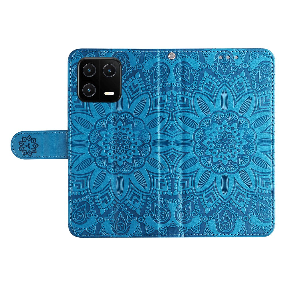 For Xiaomi 13 PU Leather Sunflower Imprinted Full Protection Phone Case Stand Wallet Anti-scratch Folio Flip Cover with Wrist Strap
